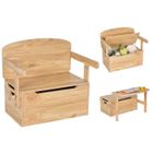 DREAMADE Coffre à Jouets Enfant en Bois 3 en 1, Levier Pneumatique, Coffre de rangement Convertible en Table Chaise, 3-7 Ans
