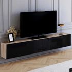 IDMARKET Meuble TV 180 cm suspendu ELIO 2 portes bois et noir