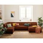 LISA DESIGN Onyx - canapé panoramique d'angle gauche 7 places - en velours côtelé - Terracotta