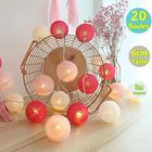 LUCKFEN Guirlande Lumineuse Boule Coton,Interieur Decoration Noël Deco, 3M 20 Boules LED Chaîne Lumière,Fille, Princesse,Romantique Décor
