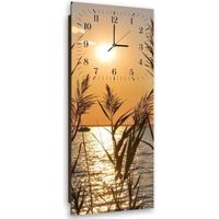Horloge murale, roseaux au coucher du soleil (I-14150) 25x65 cm