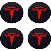 YF17423-4pcs Logo Tesla Model S Model X Model 3 56mm Centre De Roue Cache Moyeu Jante Emblème Noir Rouge jantes Insigne