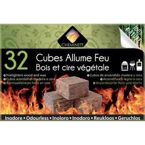 CHEMINÉE D'ALLUMAGE BARBECUE Allume feu cubes Bois et cire 100% végétale FSC - 