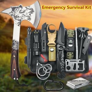 KIT DE SURVIE Kit de Survie d'urgence 12 en 1 avec Hache,Multifu