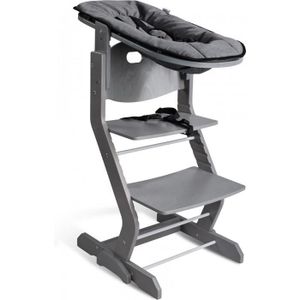 CHAISE HAUTE  Chaise haute réglable TISSI - Gris - Attache bébé - Certifiée FSC