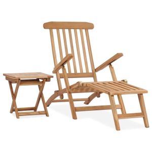 CHAISE LONGUE SWT Chaise longue de jardin avec repose-pied et table Bois de teck 85670