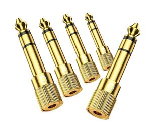 Adaptateurs Jack 6.35mm Mâle Vers 3.5mm Femelle - Lot De 6 - Plaqué Or - Pour Casque Et Instruments