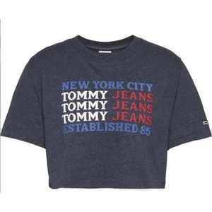 Crop Top - TOMMY JEANS - Gris - Manches courtes - Col rond - Logo imprimé