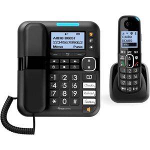 Téléphone fixe Bigtel 1580 Combo, Téléphone Filaire À Grosses Tou