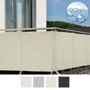 HENGMEI 90X600cm Brise Vue pour Balcon Écran de balcon Ecran HDPE dintimité Toile de balcon protection contre les regards avec Oeillets et Cordons Anthracite