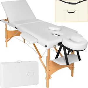 TABLE DE MASSAGE - TABLE DE SOIN TECTAKE Table de massage portable pliante à 3 zones DANIEL Sac de transport compris 210 x 95 x 62 - 84 cm - Blanc