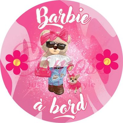 Autocollant Vitre 'Bébé à Bord' Modèle Barbie - Vinyle Haute Qualité, 14 Cm, Couleurs Vives