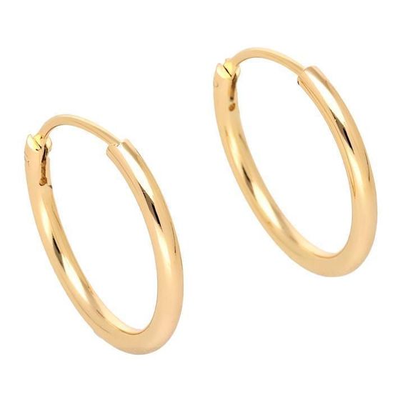 Boucles D'oreilles Créoles Rondes 18mm En Plaqué Or Jaune 750/1000 - Bijouterie Papillon Bleu - Neuves Avec étiquettes