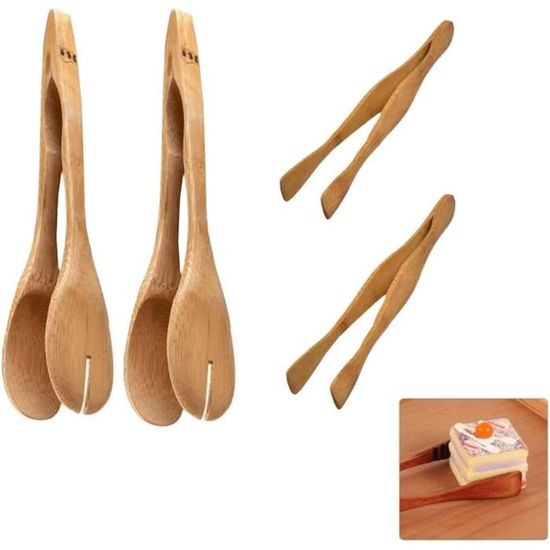 Pinces En Bambou Lot De 3 - 18cm Pour Toast, Grill, Barbecue