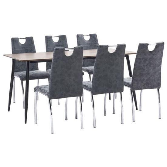!Neuf3619Magnifique-Ensemble Table à Manger de 4 à 6 personnes style contemporain - 1 Table et 6 Chaises Style Scandinave Set Table