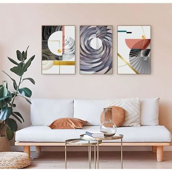Images Sur Toile Abstraites Géométriques Lignes Nordiques Modernes - Décoration Murale Salon Chambre - Sans Cadre B 3x50x70cm