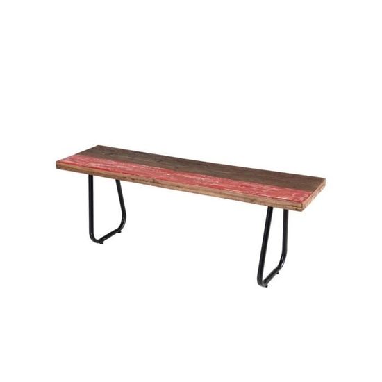 Bobochic Banc 130x35cm Bois Recycle Pieds Metal Esprit Brocante Shivir Marron Achat Vente Fauteuil Soldes Cdiscount