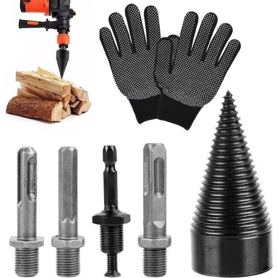 Foret De Fendage De Bois, 32mm 42mm Fendeur De Buche, Foret Conique Avec 4 Poignees Foret A Bois Pour Fendre Du Bois Fendeuse Bois Cone Fendeuse A Bois Perceuse Pour Perceuse Electrique 92213236
