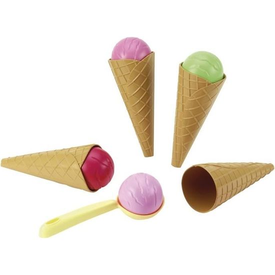 Jouet Crème Glacée En Bois Pour Enfants - Stand De Glace Avec Cônes Et Sucettes - Jeu D'Imitation 3-5 Ans