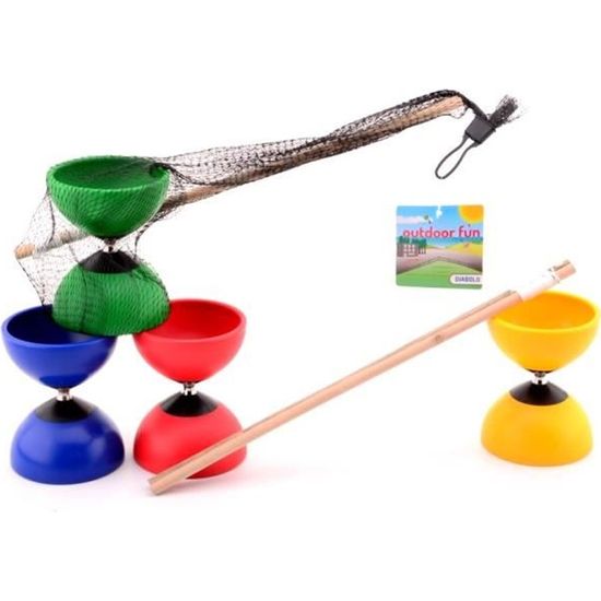 Diabolo bois cirque jonglage enfant adulte - GUIZMAX - coque souple - baguettes en bois - entraxe en métal
