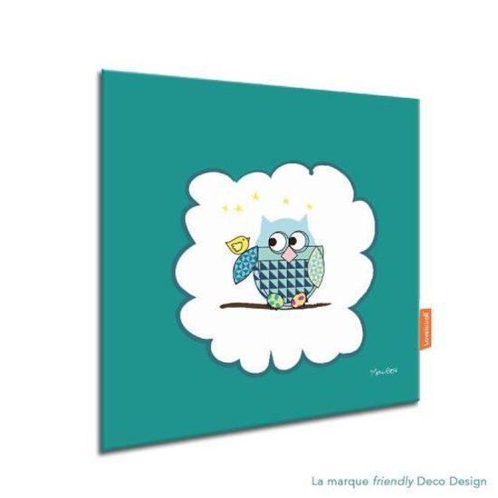 Tableau Deco Enfant Hibou Et Piou Piou Emeraude Deco Chambre Bebe Pvc Satin Forex 40x40 Cm Cdiscount Maison