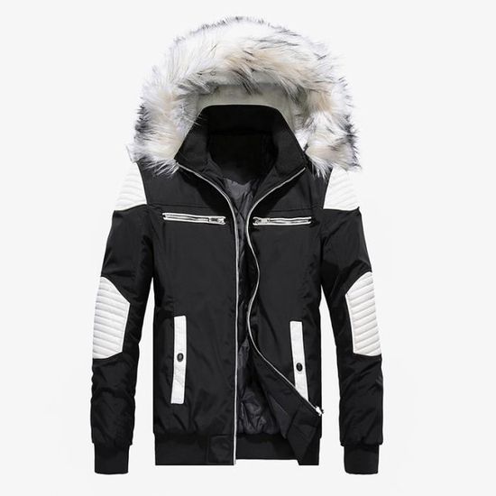 Générique Veste Homme Hiver Avec Capuche Parka En Peluche Chaude Manteau Couleur Unie Blouson Classique Manteaux Avec Boutons Coat Mode Vestes Epais Jacket Ski Vetements Blanc M