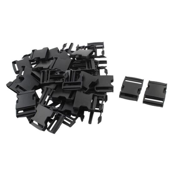 Lot De 10 Boucles Détachables Rapides 3 Cm – Attaches Sangle Plastique Noir – 60 X 38 Mm