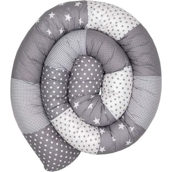 Tour De Lit Serpent Pour Bébé ULLENBOOM - 200x13cm, Bleu Marine/ciel/gris - Pour Cododo, Protection Contre Les Courants D'air