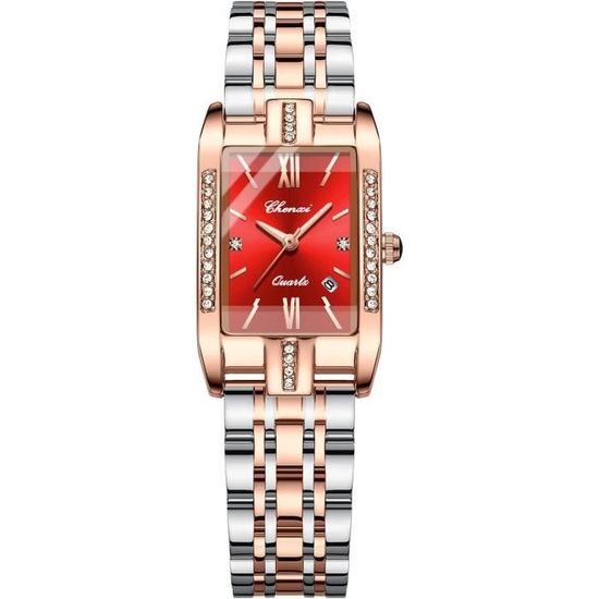 Montre Cavadini Vintage Pour Femme - Mouvement Quartz, Boîtier Acier, Bracelet Cuir, Strass