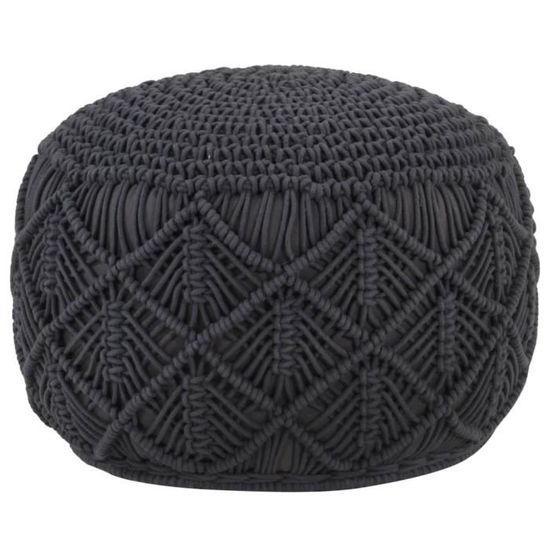 vidaXL Poef macramé handgemaakt 45x30 cm katoen antraciet - Poef