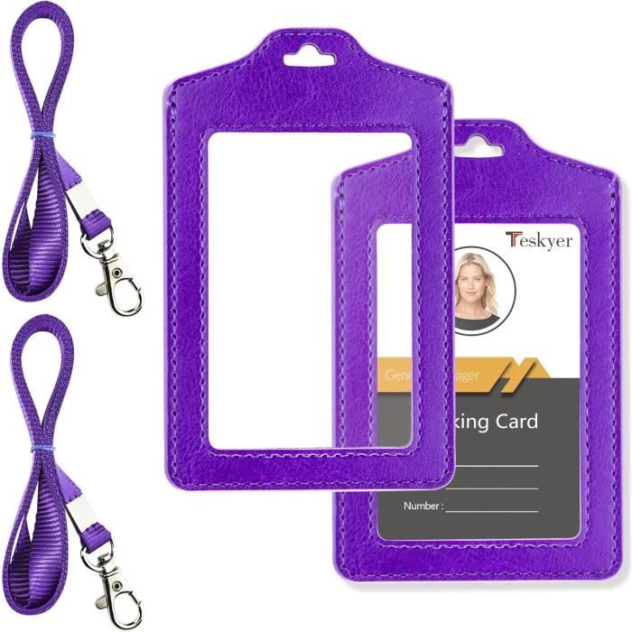 Lot De 4 Porte-Badges Avec Cordons - Fenêtre Transparente, 11x7 Cm, Noir, Pour Cartes D'Identité, Badges, Cartes De Travail