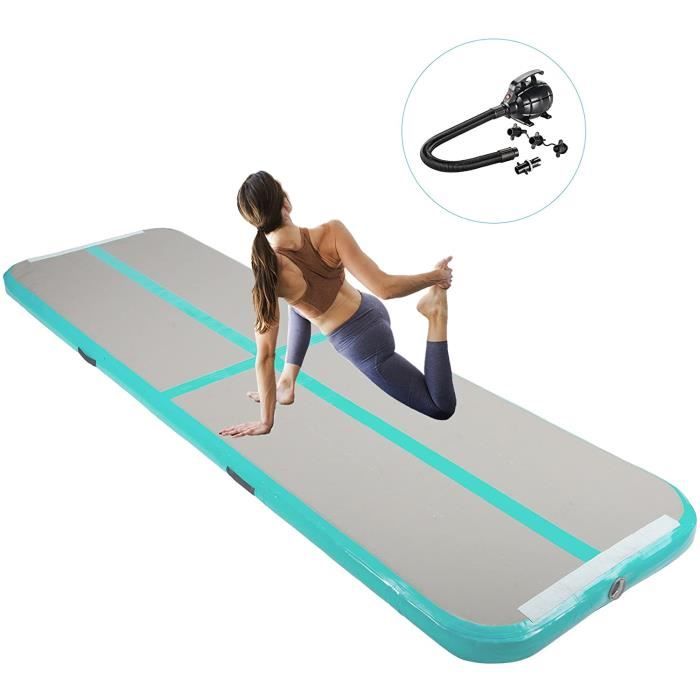 Tapis de Gymnastique Gonflable Airtrack Gymnastique PVC Tapis de Tumbling pour Yoga/Taekwondo/Entrainement 600 x 100 x 10 cm Vert