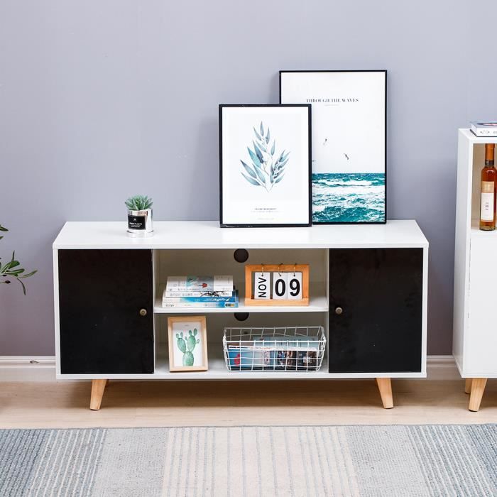 MIXMEST° Meuble TV EFFIE scandinave bois noir