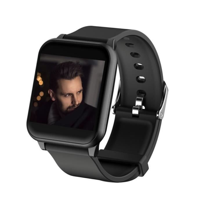Montre Connectée Homme Noir, Grand Écran Fitness Tracker Sport Fréquence Cardiaque Moniteur de Tension Artérielle -MAX