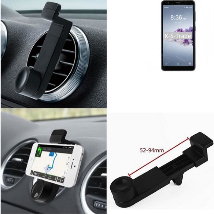 Titulaire télephone pour la voiture pour ZTE Blade A3 Prime, noir - support de grille de ventilation, support de - K-S-Trad