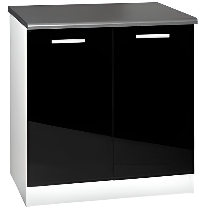 Meuble cuisine bas 80 cm 2 portes TARA noir