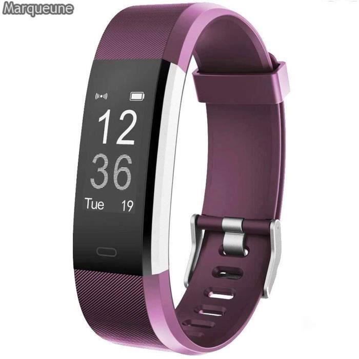 Montre Connectée Smartwatch Marqueune Etanche IP68 Podomètre pour iPhone Samsung Huawei Smartphone Femme Homme Violet