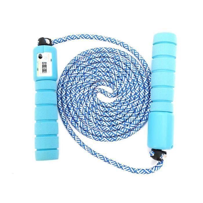 Corde à Sauter pour Enfant Compteur intégré Réglable Câble pour Fitness, Boxe, Crossfit, Gym, Double Unders Bleu