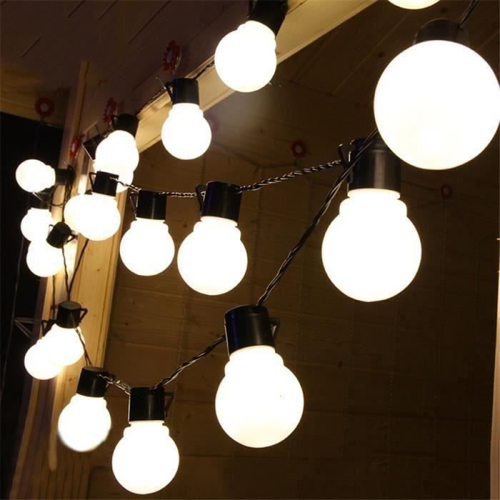Guirlande Lumineuse extérieur, 20 5CM Grosse Boule LED Ampoules étanche Blanc Chaud Décoration pour Patio, Jardin, Parti, noël