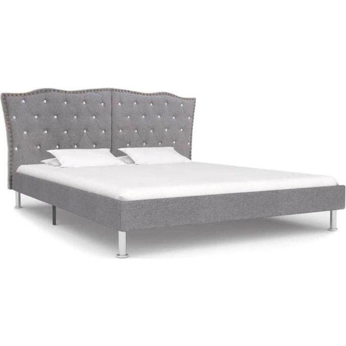 Chez Barry® 88973 Lit Grand Lit adulte enfant - Lit de Repos - Gris clair Tissu 135x190 cm Haute qualité