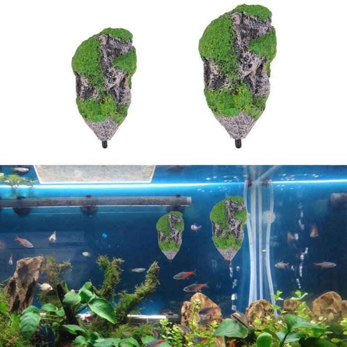Décoration - aquarium,Pierre ponce flottante artificielle en suspension, pour Aquarium de montagne, décoration - Type green-S