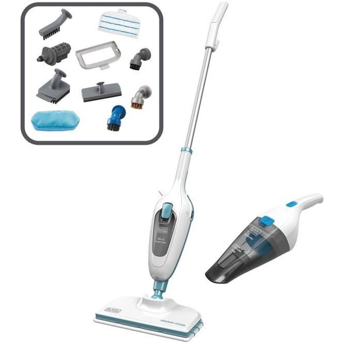 BLACK&DECKER - Kit Balais vapeur avec nettoyeur à main + Aspirateur à main + 10 Access - FSMH13ENVC1-QS - 10 accessoires fournis