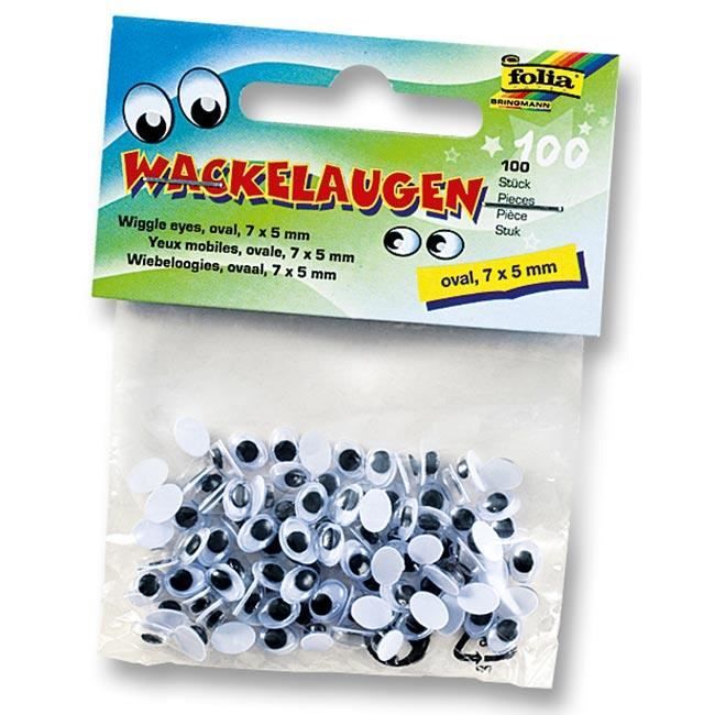 Yeux mobiles 100 pièces ovales 7 x 5 mm