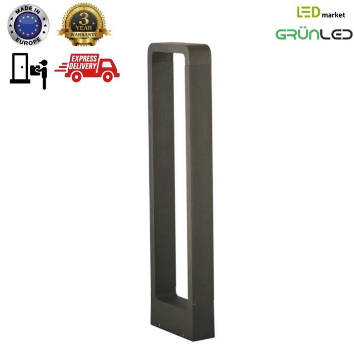 Borne exterieure d'éclairage Lampadaire de Jardin Pelouse Décoration 12 W Lampe Etanche IP65, 61 cm, Noir, Blanc Chaud - LED Market