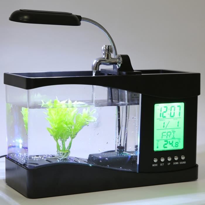 bocal à poissons USB Desktop Mini réservoir de poissons Aquarium LCD