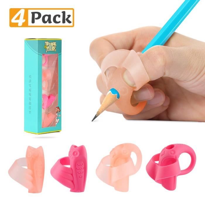 4Pcs Guide Doigt Enfant, Pencil Grips pour Crayon Support Ergonomique Porte-Stylo Tenue Stylo Aide Écriture pour Enfant