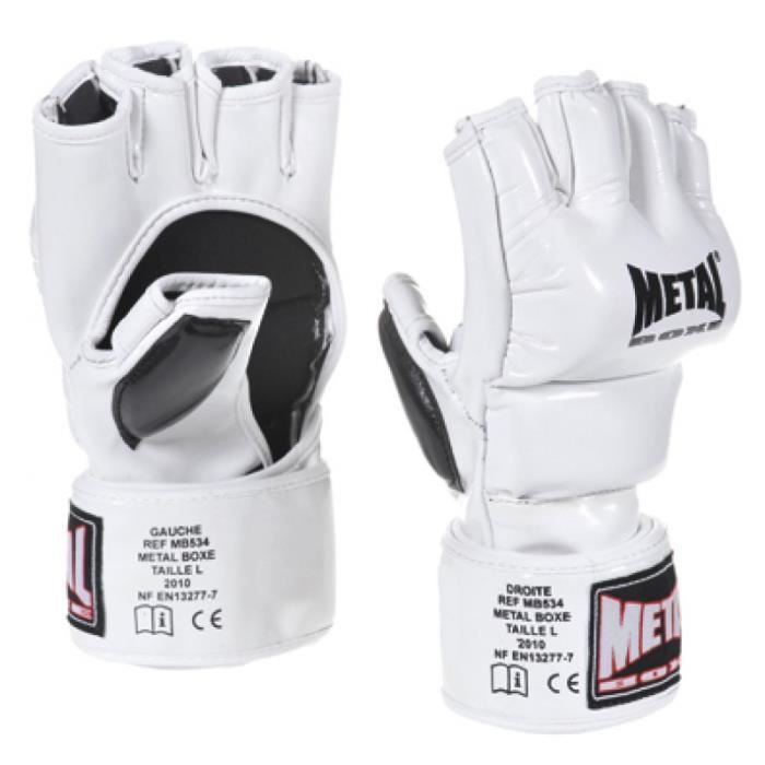 Gants combat libre competition Metal Boxe blanc - XS