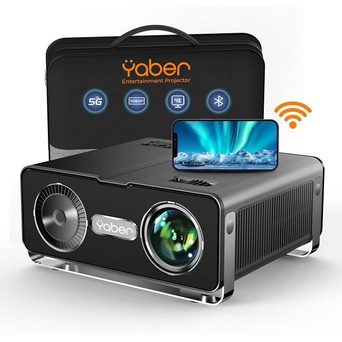 Videoprojecteur Full HD 2.4G/5G WiFi Bluetooth ,YABER V10 Projecteur Bluetooth 5.1 Bidirectionnel avec ,Rétroprojecteur 1080P Suppor