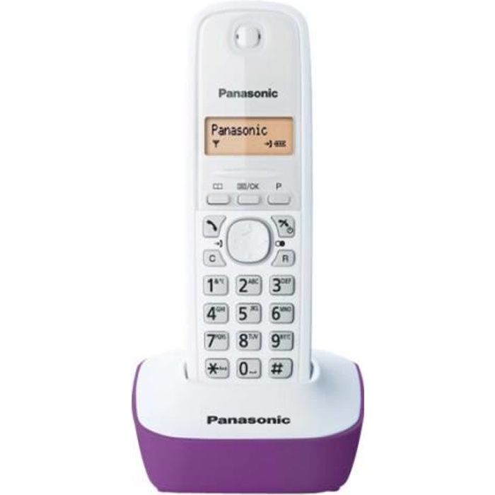 Panasonic KX-TG1611FXF Téléphone sans fil avec ID d'appelant DECT blanc, violet
