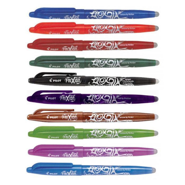 Lot de 10 stylos FriXion Ball pointe moyenne 0.7mm assortiment Pilot